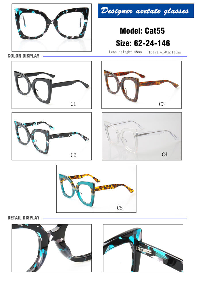 Rosella | Vintage Oversized Cat Eye Glasses For Women | Colorful Tortoise Shell Eyewear Frames