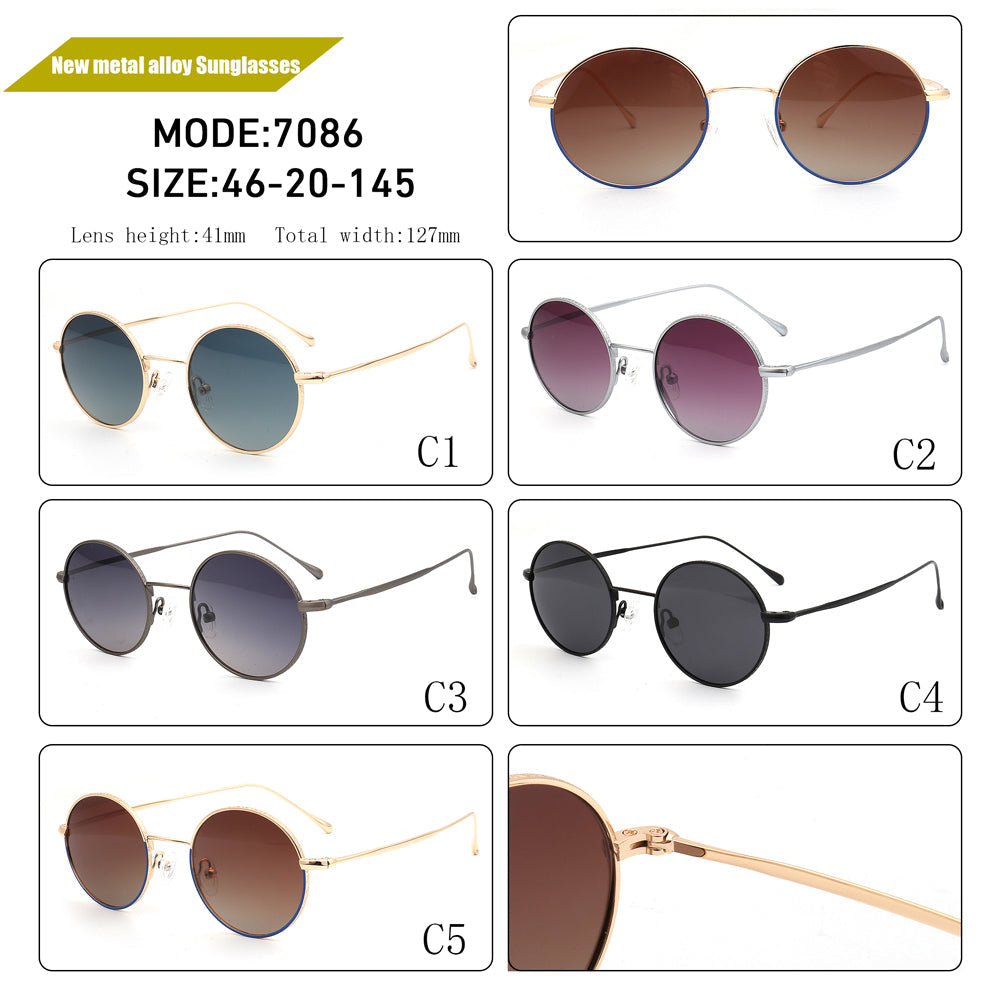 Atlas|Classic Round Metal Polarized Sunglasses UV400
