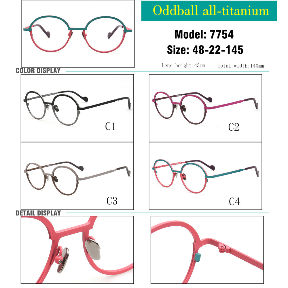 Rowan | Stylish Round Red Women Titanium Eyeglasses | Retro Two Tone Green Men Glasses Frames