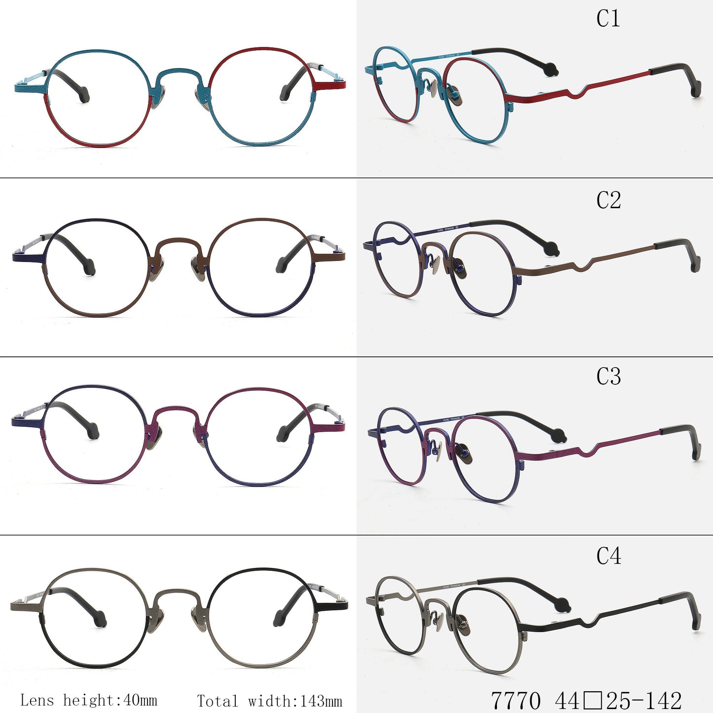 Heidi | Titanium Stylish Eyeglass Frames Men | Hipster Women Round Glasses Frames Two Tone