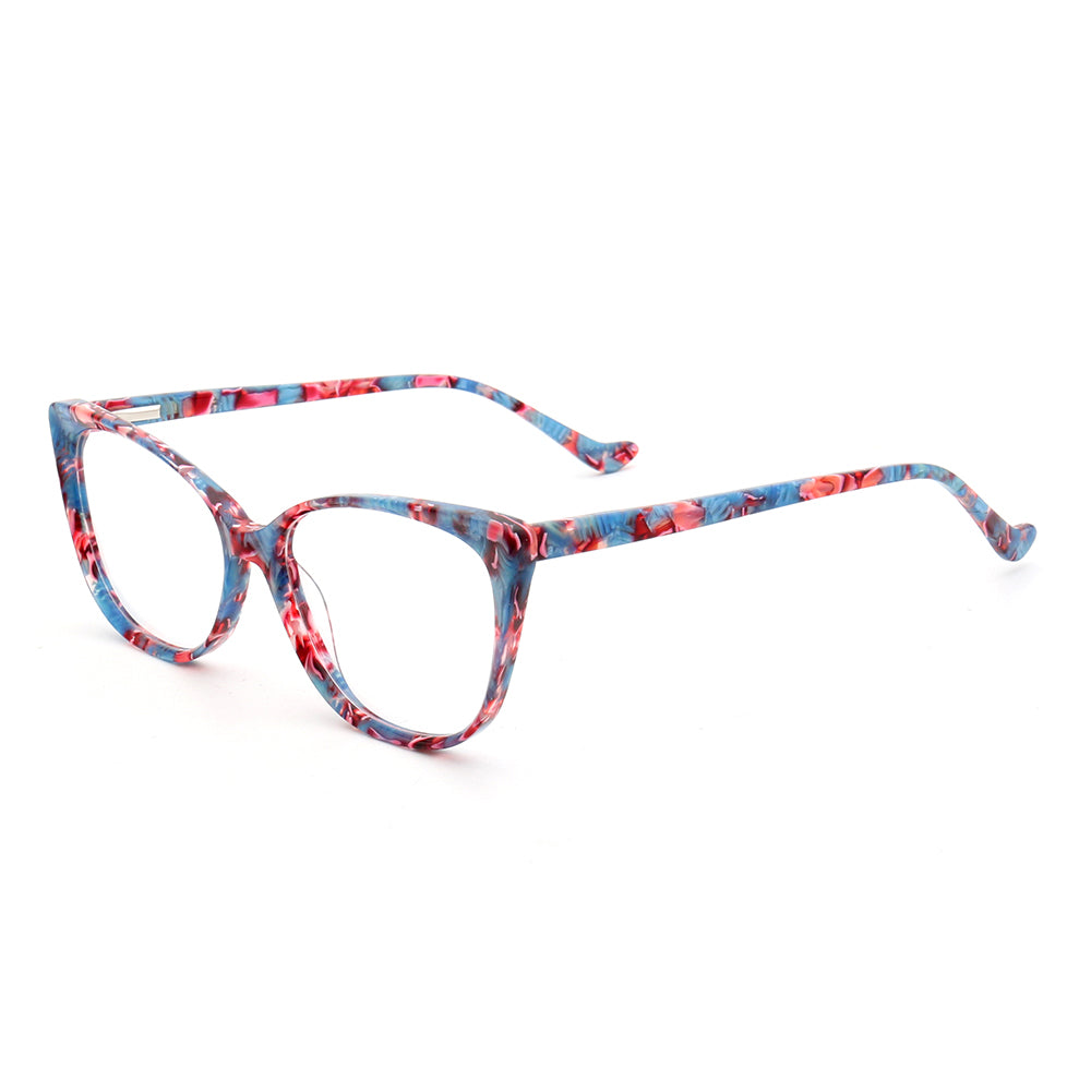 Amelia | Patterned Cat Eye Glasses For Women | Colorful Acetate Eyeglasses w/ Tortoise Shell Design