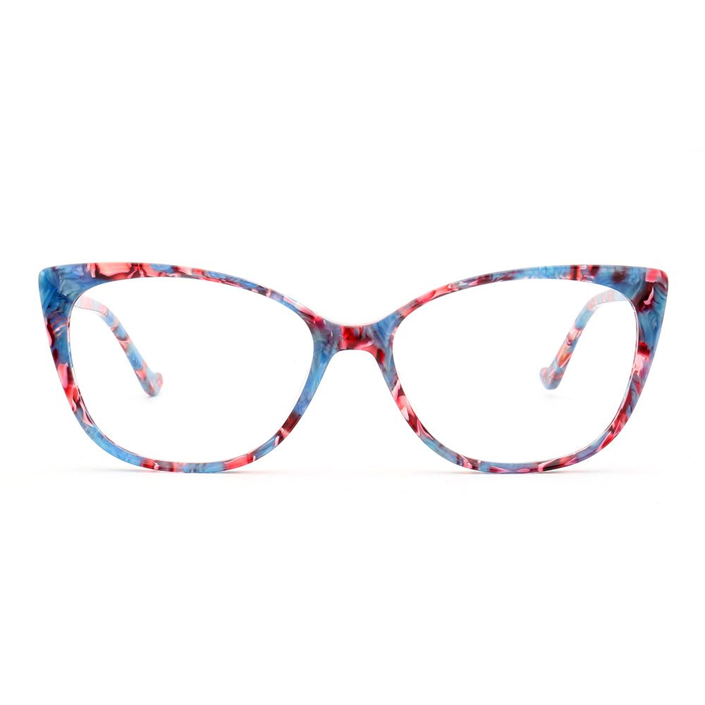 Amelia | Patterned Cat Eye Glasses For Women | Colorful Acetate Eyeglasses w/ Tortoise Shell Design