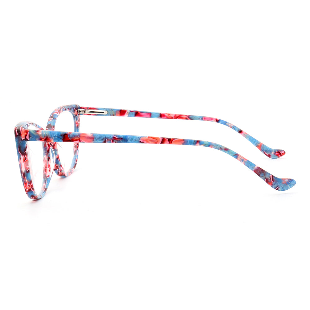 Amelia | Patterned Cat Eye Glasses For Women | Colorful Acetate Eyeglasses w/ Tortoise Shell Design