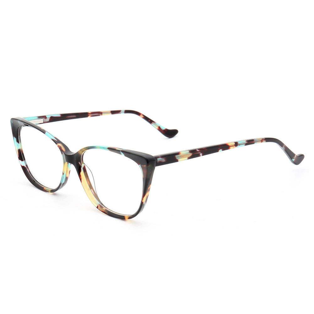 Amelia | Patterned Cat Eye Glasses For Women | Colorful Acetate Eyeglasses w/ Tortoise Shell Design