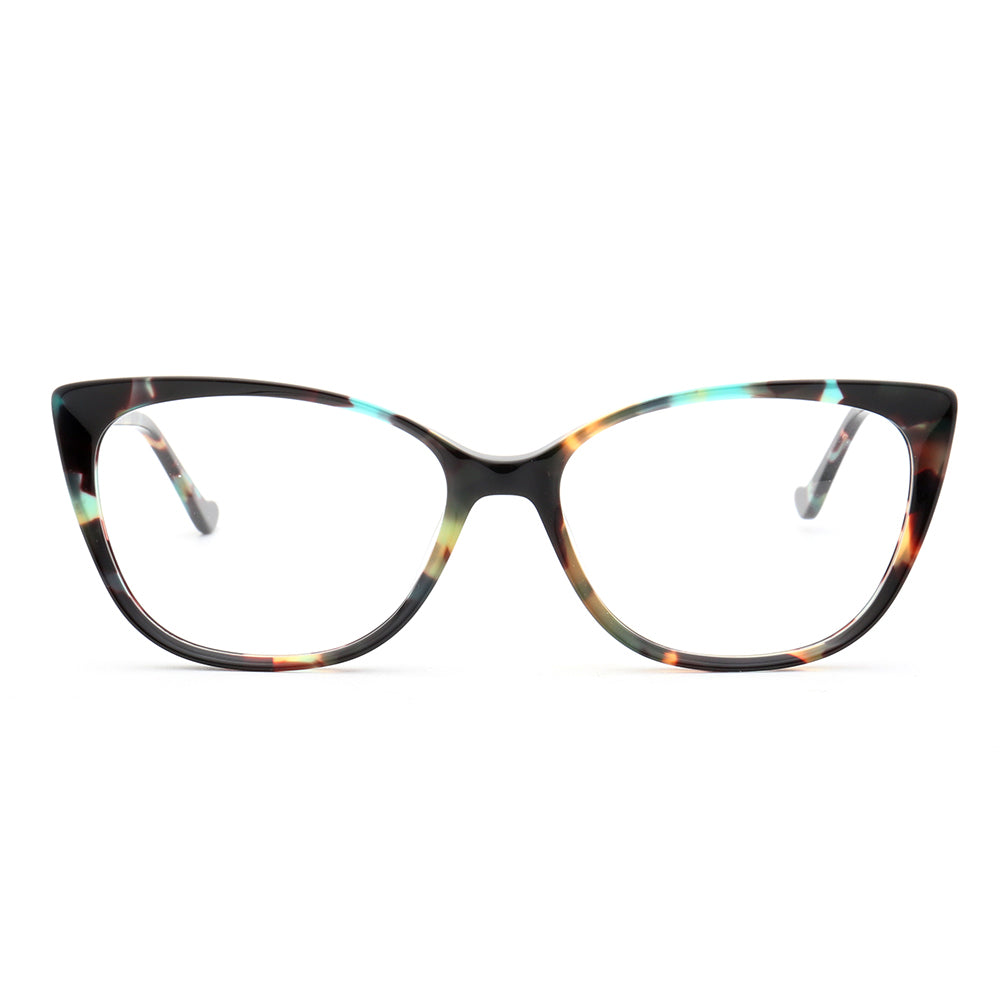 Amelia | Patterned Cat Eye Glasses For Women | Colorful Acetate Eyeglasses w/ Tortoise Shell Design