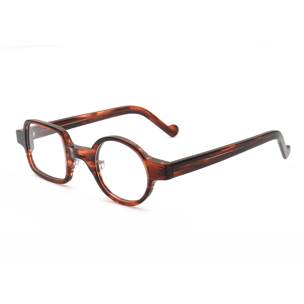 Distinct | Retro Mismatch Eyeglasses For Men & Women | Funky Round Square Frame w/ Tortoise Shell Finish