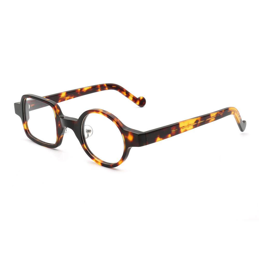 Distinct | Retro Mismatch Eyeglasses For Men & Women | Funky Round Square Frame w/ Tortoise Shell Finish