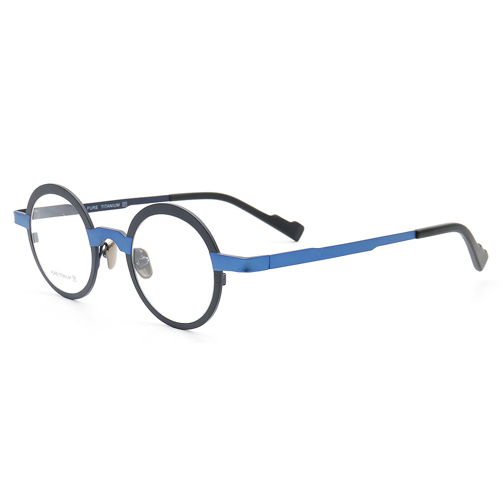 Clement | Two Tone Round Titanium Mens & Womens Eyeglass Frames | Stylish Nerd Glasses Online