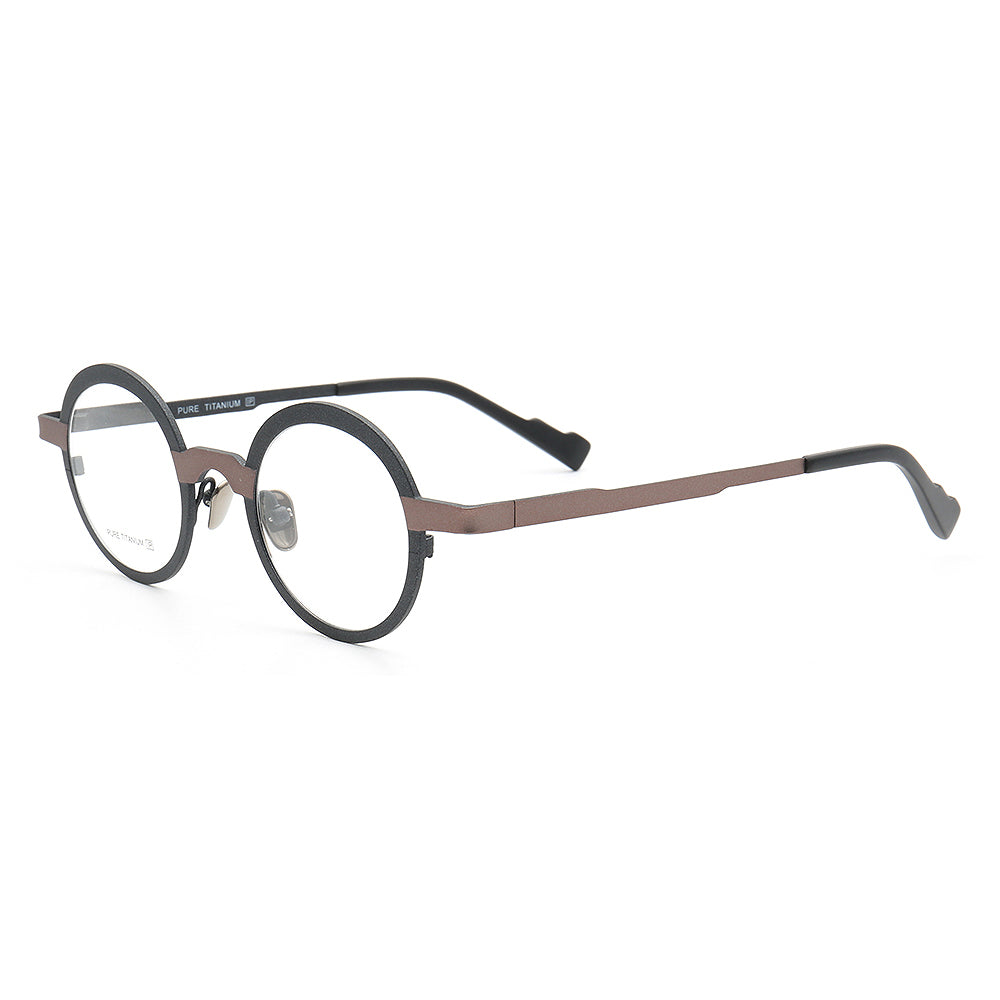 Clement | Two Tone Round Titanium Mens & Womens Eyeglass Frames | Stylish Nerd Glasses Online
