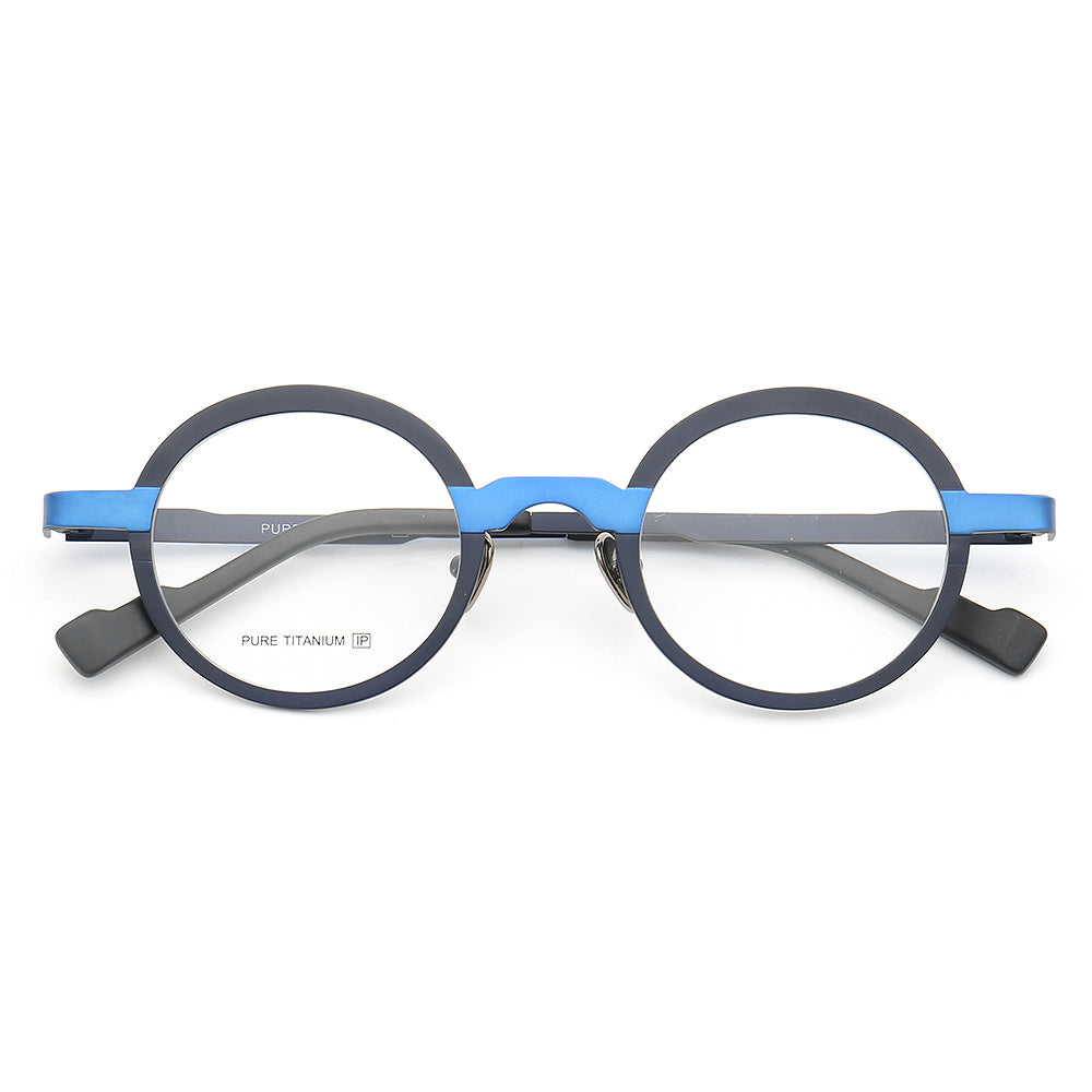 Clement | Two Tone Round Titanium Mens & Womens Eyeglass Frames | Stylish Nerd Glasses Online