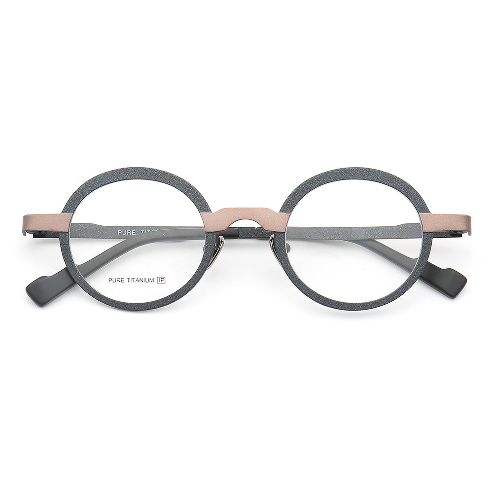 Clement | Two Tone Round Titanium Mens & Womens Eyeglass Frames | Stylish Nerd Glasses Online