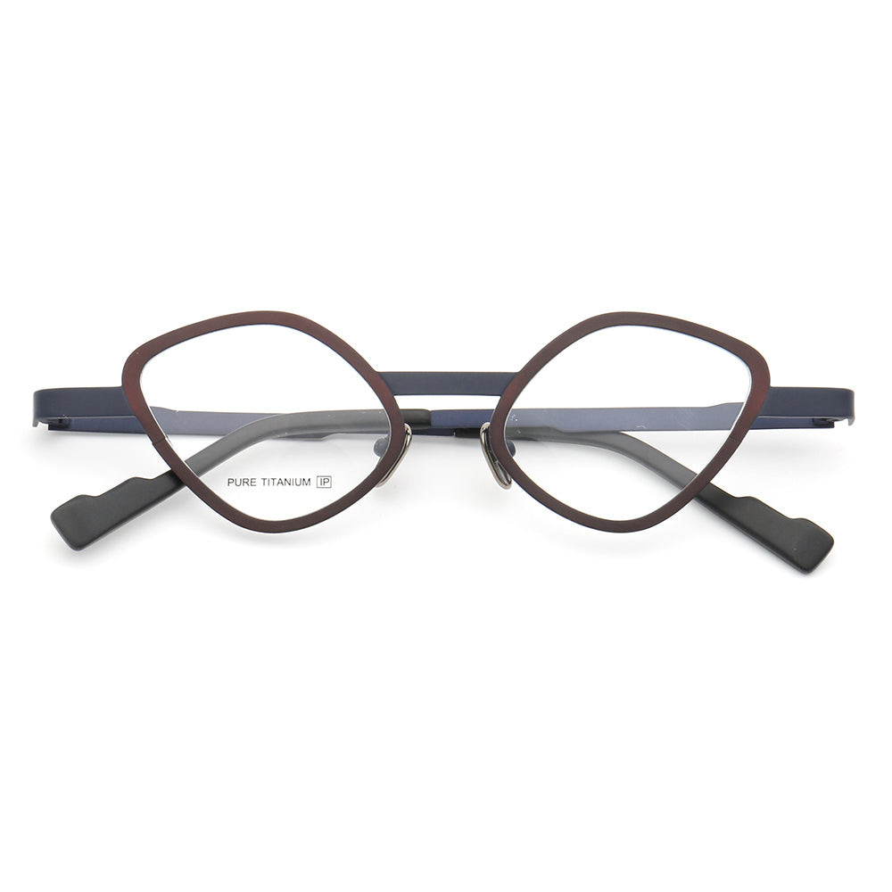 Luna | Funky Cat Eye Glasses Frames For Women | Fashionable Two Toned Pure Titanium Eyeglasses