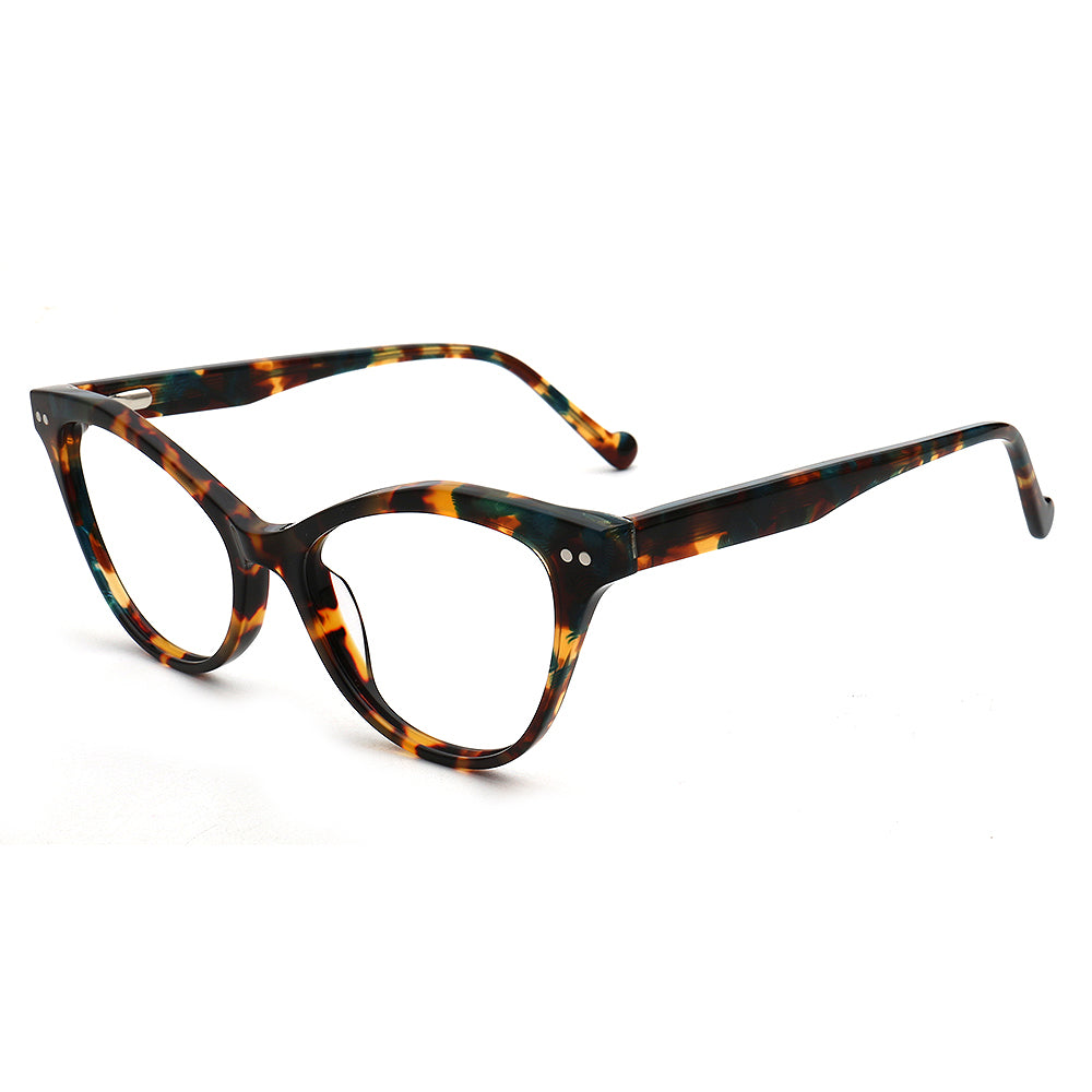 Alora | Trendy Womens Cat Eye Tortoise Shell Glasses Frames | Floral Female Retro Optical Eyeglasses