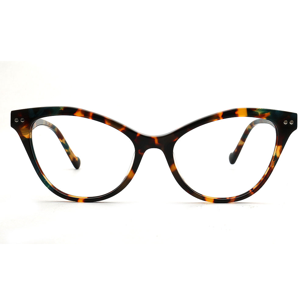 Alora | Trendy Womens Cat Eye Tortoise Shell Glasses Frames | Floral Female Retro Optical Eyeglasses