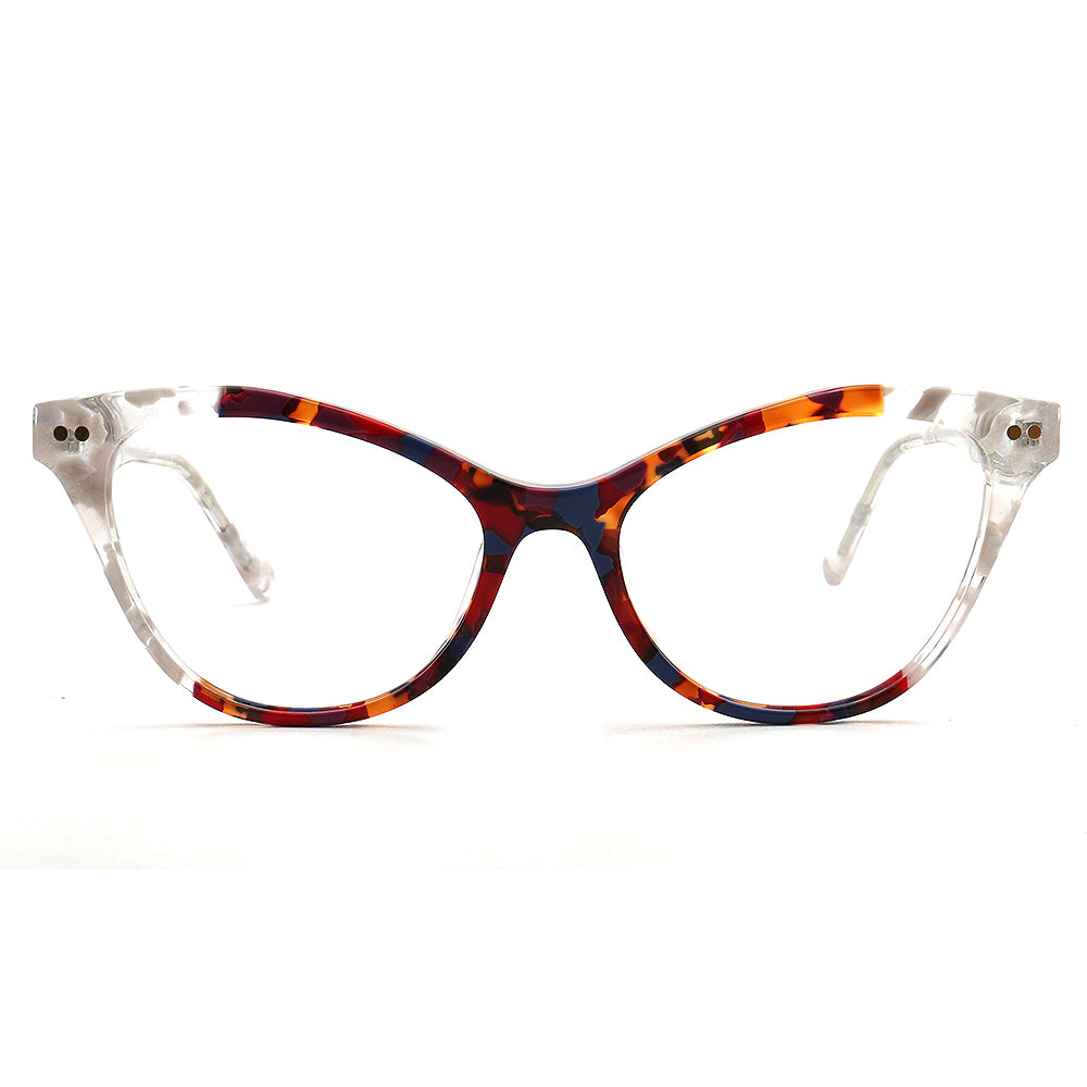 Alora | Trendy Womens Cat Eye Tortoise Shell Glasses Frames | Floral Female Retro Optical Eyeglasses