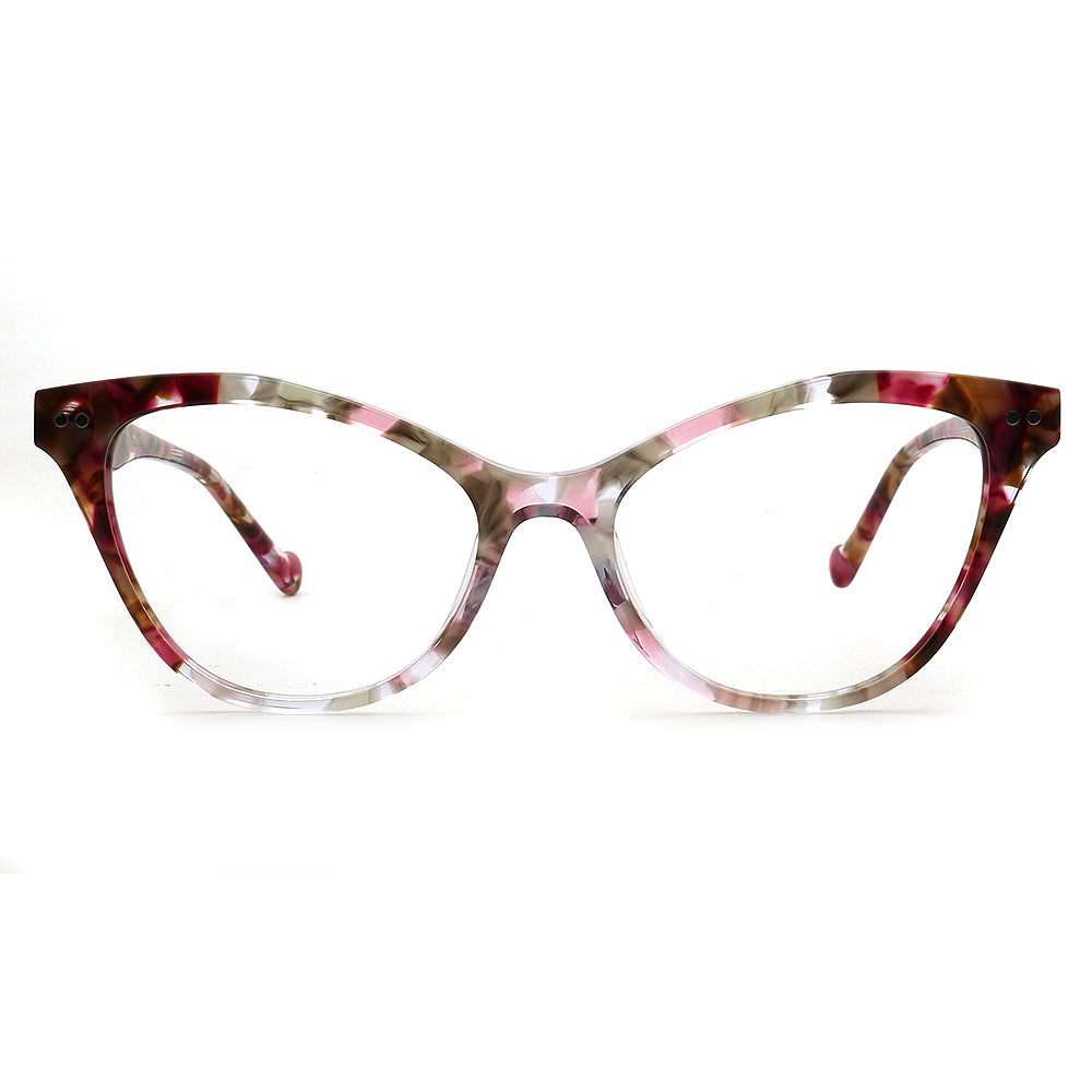 Alora | Trendy Womens Cat Eye Tortoise Shell Glasses Frames | Floral Female Retro Optical Eyeglasses