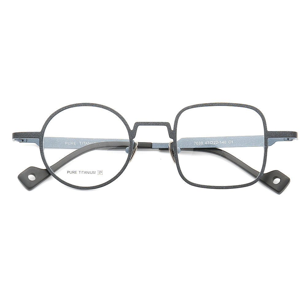 Ocean | Funky Modern Mismatched Eyeglasses Frames | Pure Titanium Square & Round Eyewear Modern