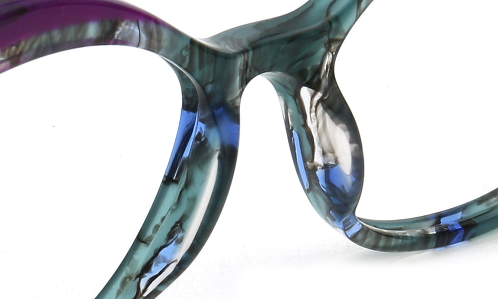 Alina | Funky Womens Cat Eye Tortoise Purple Glasses Frames | Modern Retro Female Optical Eyeglasses Green