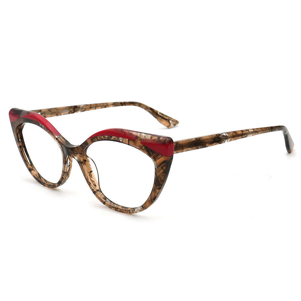 Alina | Funky Womens Cat Eye Tortoise Purple Glasses Frames | Modern Retro Female Optical Eyeglasses Green