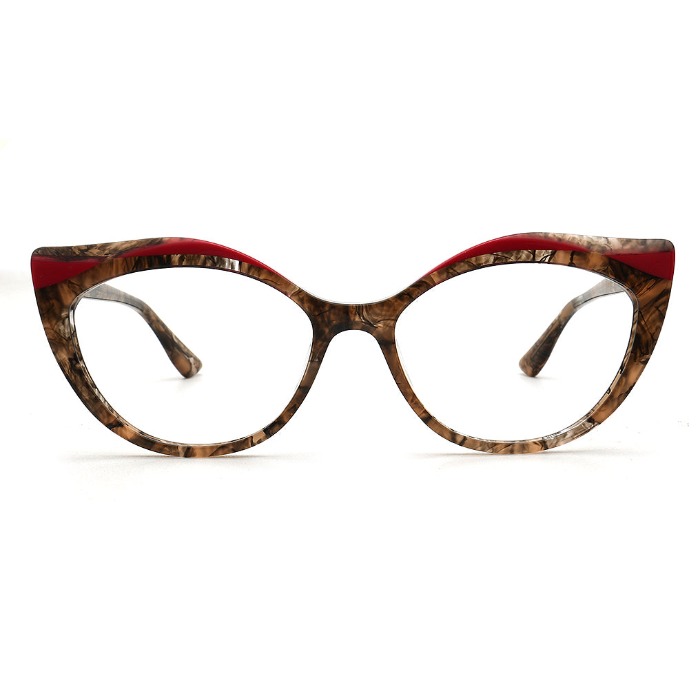 Alina | Funky Womens Cat Eye Tortoise Purple Glasses Frames | Modern Retro Female Optical Eyeglasses Green