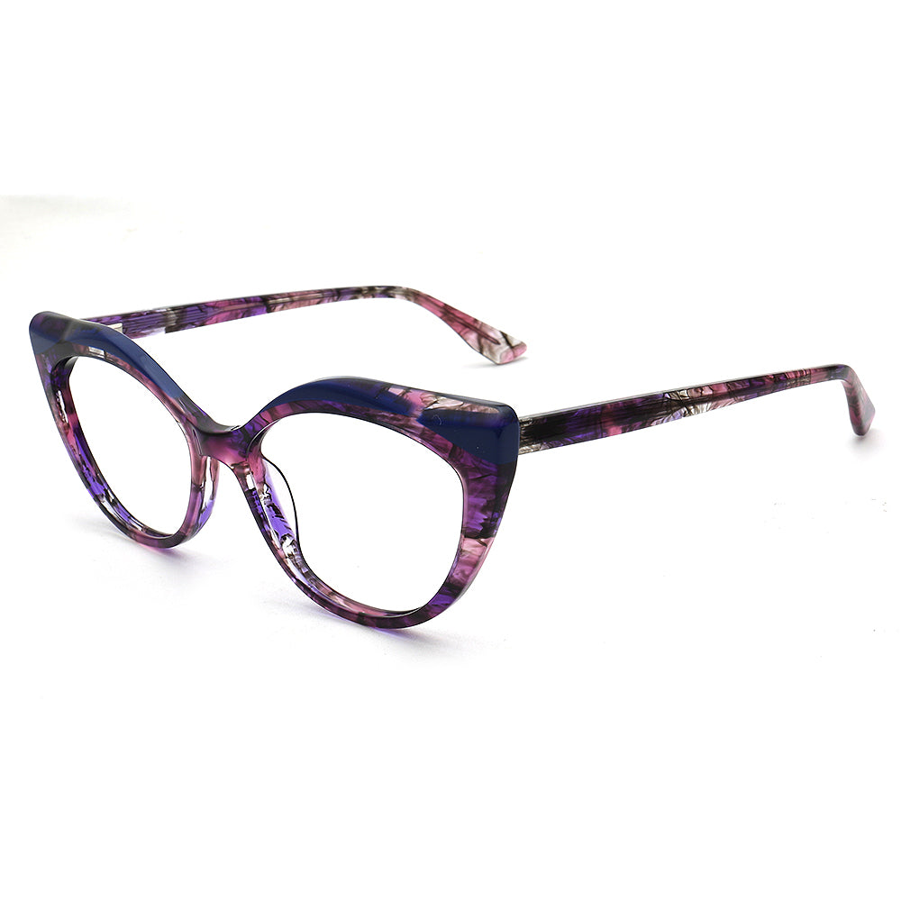 Alina | Funky Womens Cat Eye Tortoise Purple Glasses Frames | Modern Retro Female Optical Eyeglasses Green