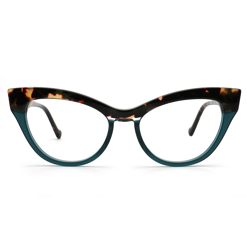 Elva | Funky Womens Cat Eye Tortoise Glasses Two Tone | Vintage Retro Female Optical Eyeglasses Frames