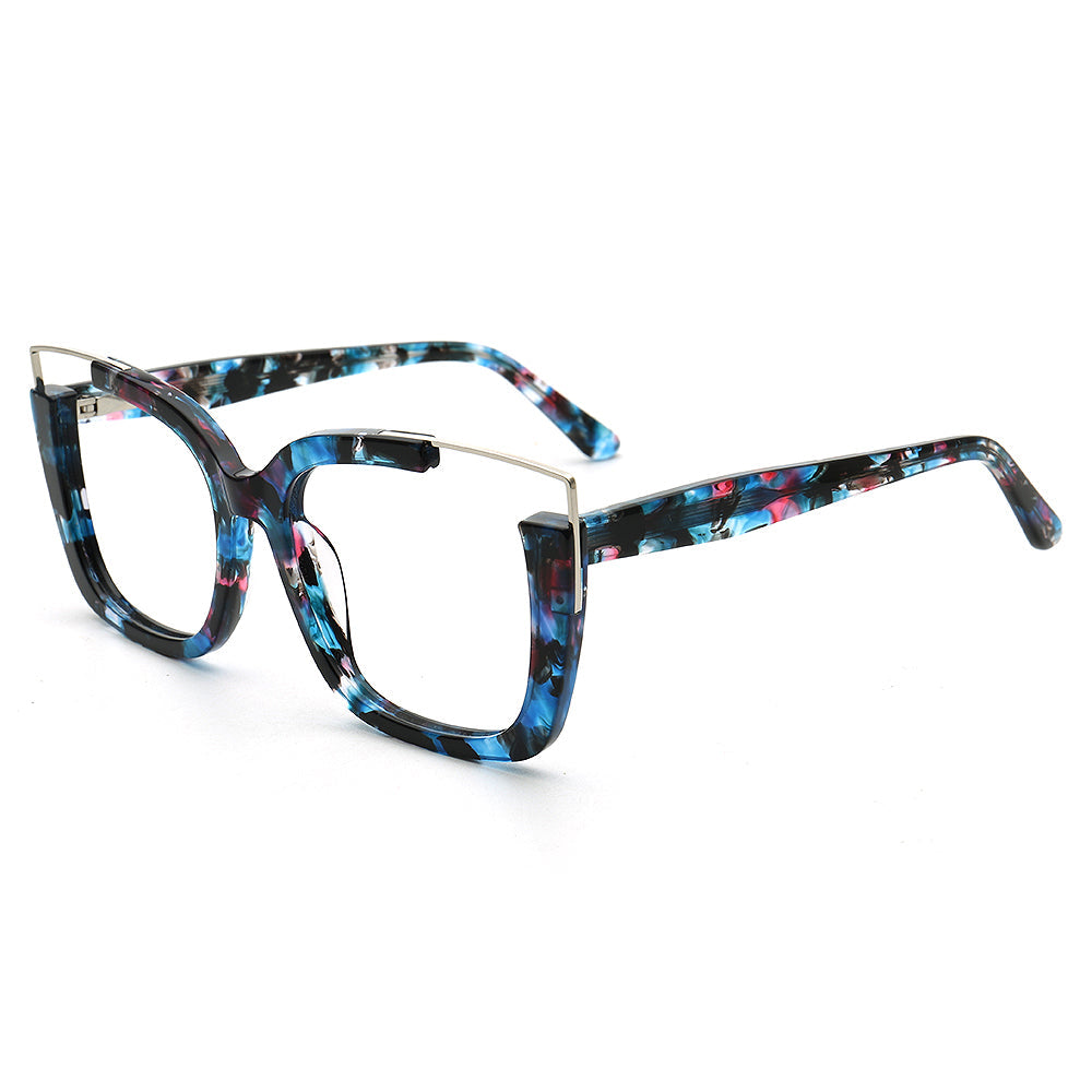 Starry | Oversize Women Square Eyeglasses Half Rim | Stylish Tortoise Glasses Frames for Women