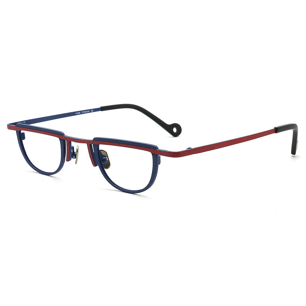 Sammy | Geometric Vintage Men Titanium Eyeglasses Two Tone | Stylish Women Small Retro Glasses Frames