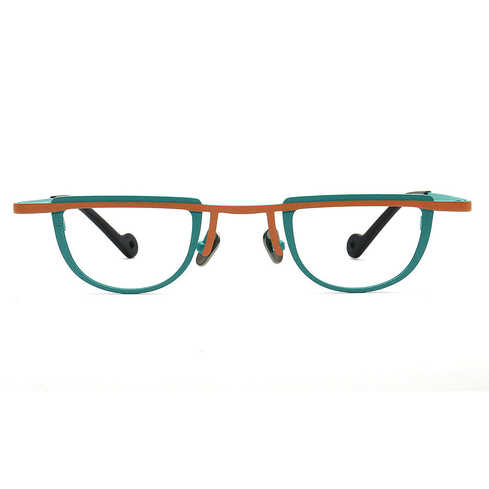 Sammy | Geometric Vintage Men Titanium Eyeglasses Two Tone | Stylish Women Small Retro Glasses Frames