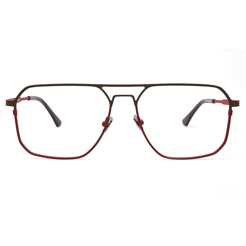 Mike | 80s Oversize Pilot Titanium Eyeglasses Frames for Men | Vintage Double Bridge Square Eyewear Two Tone