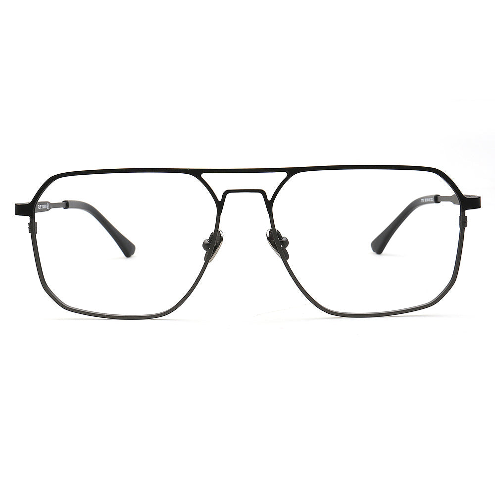 Mike | 80s Oversize Pilot Titanium Eyeglasses Frames for Men | Vintage Double Bridge Square Eyewear Two Tone