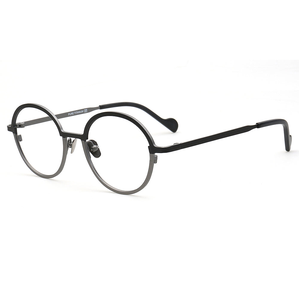 Rowan | Stylish Round Red Women Titanium Eyeglasses | Retro Two Tone Green Men Glasses Frames