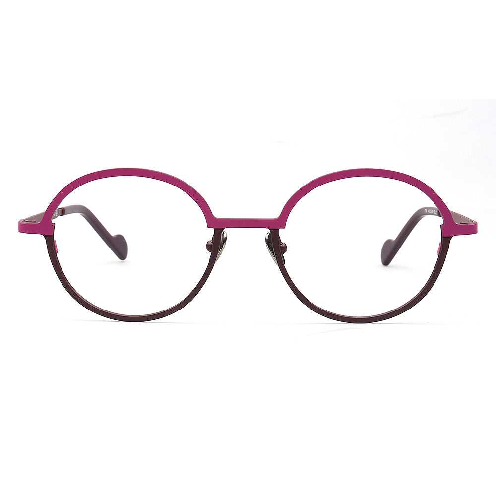 Rowan | Stylish Round Red Women Titanium Eyeglasses | Retro Two Tone Green Men Glasses Frames