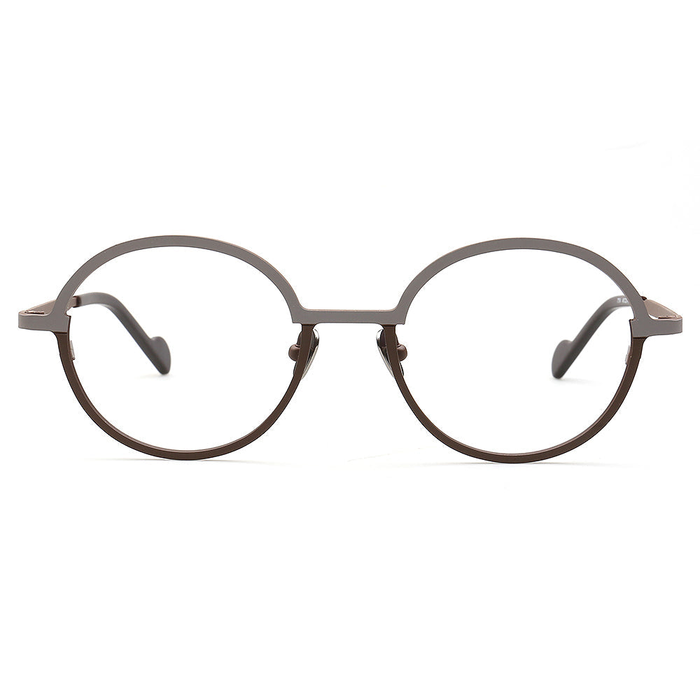 Rowan | Stylish Round Red Women Titanium Eyeglasses | Retro Two Tone Green Men Glasses Frames