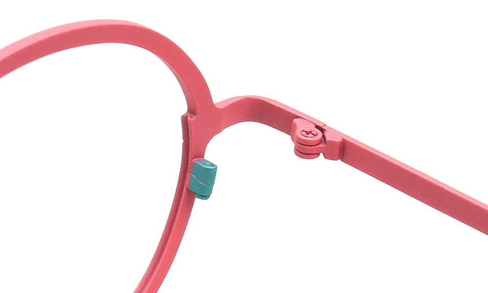 Rowan | Stylish Round Red Women Titanium Eyeglasses | Retro Two Tone Green Men Glasses Frames