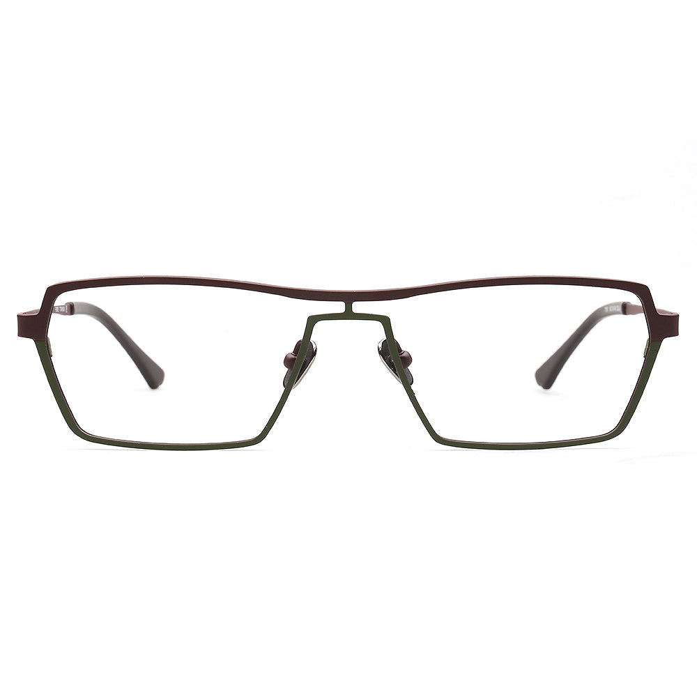 Jeffrey | 80s Titanium Pilot Eyeglasses Frames for Men | Modern Two Tone Square Vintage Glasses Frame