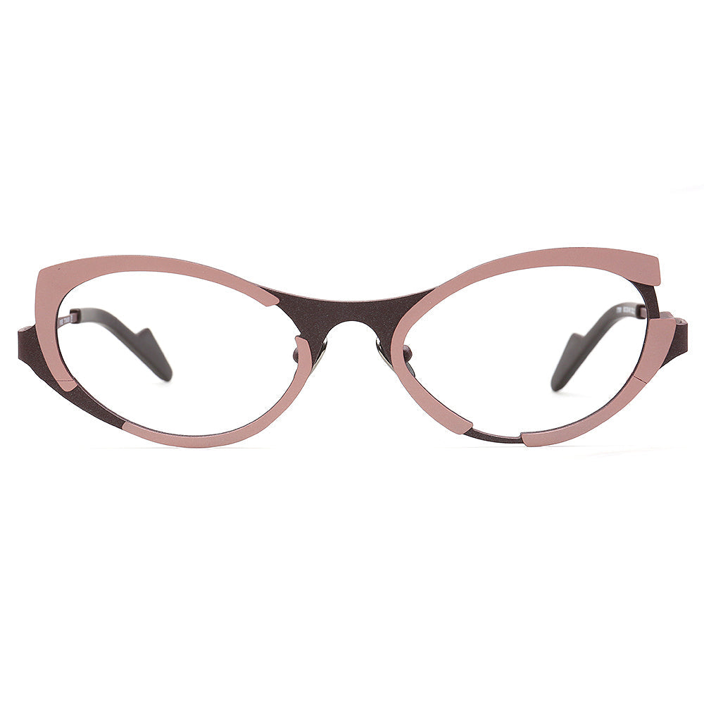 Tracy | Sleek Pure Titanium Cat Eye Glasses For Women | Two Tone Trendy Purple Red Eyeglasses