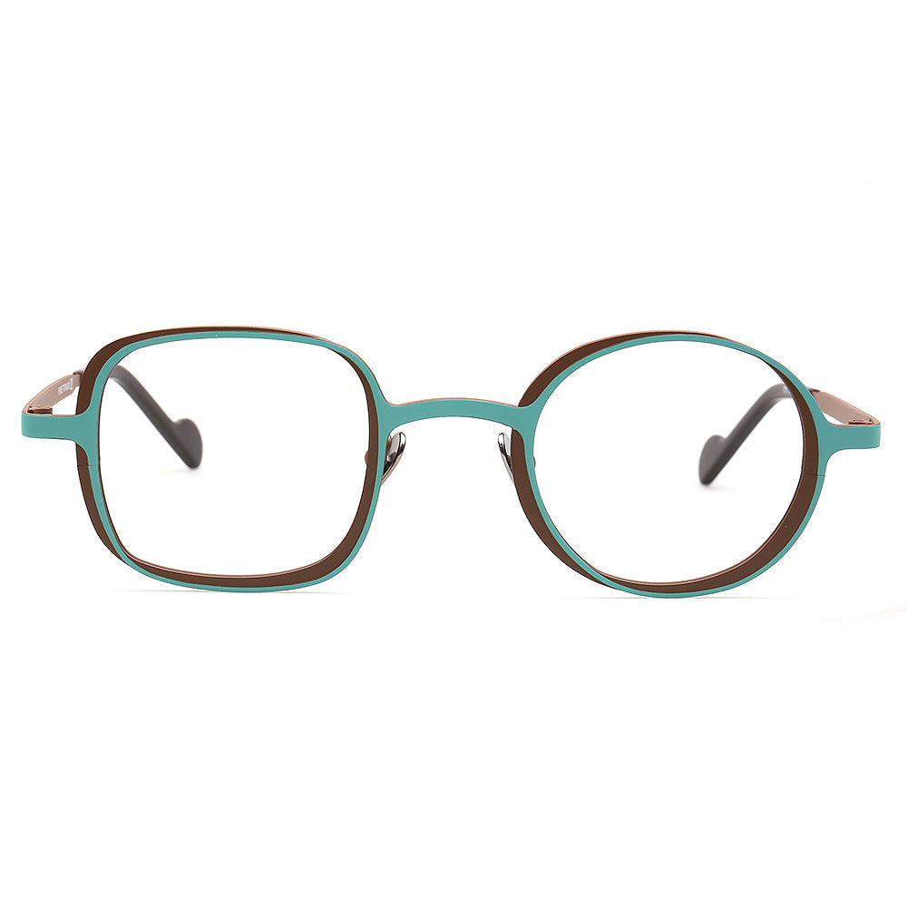 Jordyn | Trendy Mens Mismatch Eyeglasses Frames Two Tone | Funky Retro Titanium Square Round Spectacles