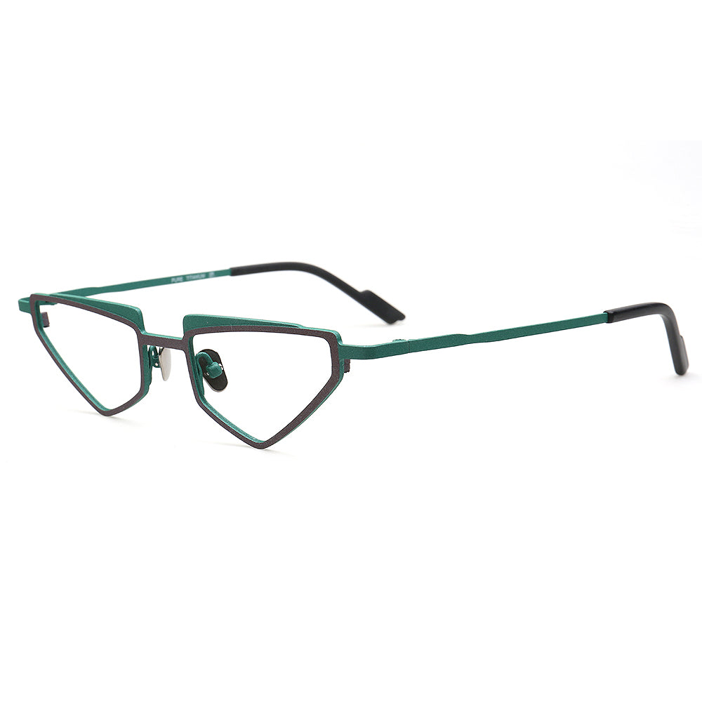 Alex | Funky Triangular Titanium Cat Eye Eyeglasses For Women | Vintage Geometric Hipster Men Glasses Frames