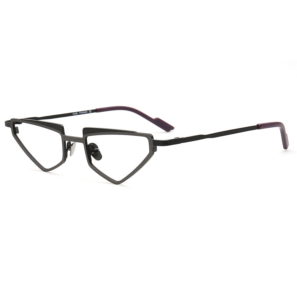 Alex | Funky Triangular Titanium Cat Eye Eyeglasses For Women | Vintage Geometric Hipster Men Glasses Frames