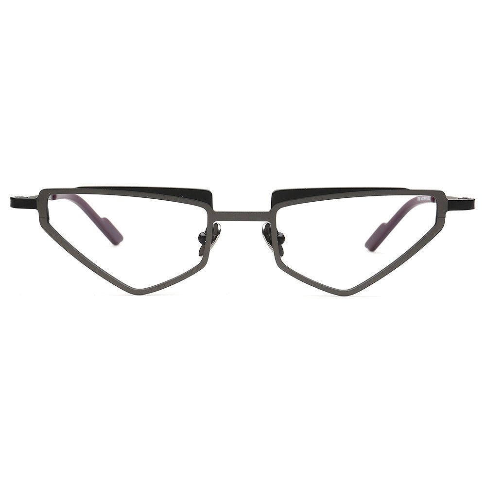 Alex | Funky Triangular Titanium Cat Eye Eyeglasses For Women | Vintage Geometric Hipster Men Glasses Frames