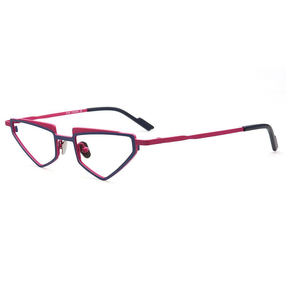 Alex | Funky Triangular Titanium Cat Eye Eyeglasses For Women | Vintage Geometric Hipster Men Glasses Frames