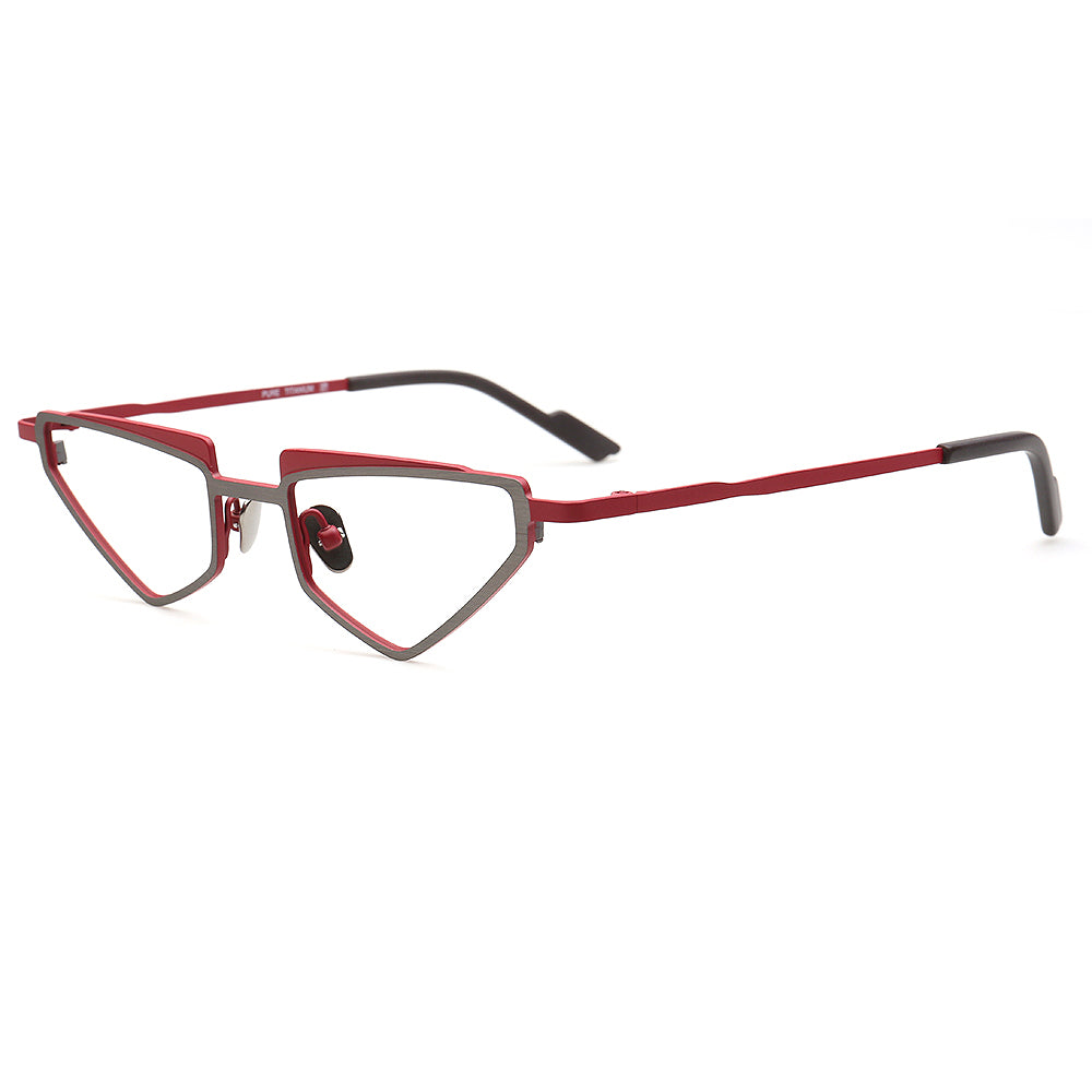Alex | Funky Triangular Titanium Cat Eye Eyeglasses For Women | Vintage Geometric Hipster Men Glasses Frames
