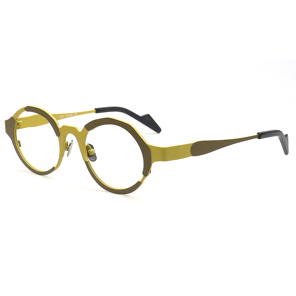 Skyler | Funky Mens Titanium Round Eyeglasses Oddball | Stylish Nerd Optical Glasses Frames for Women