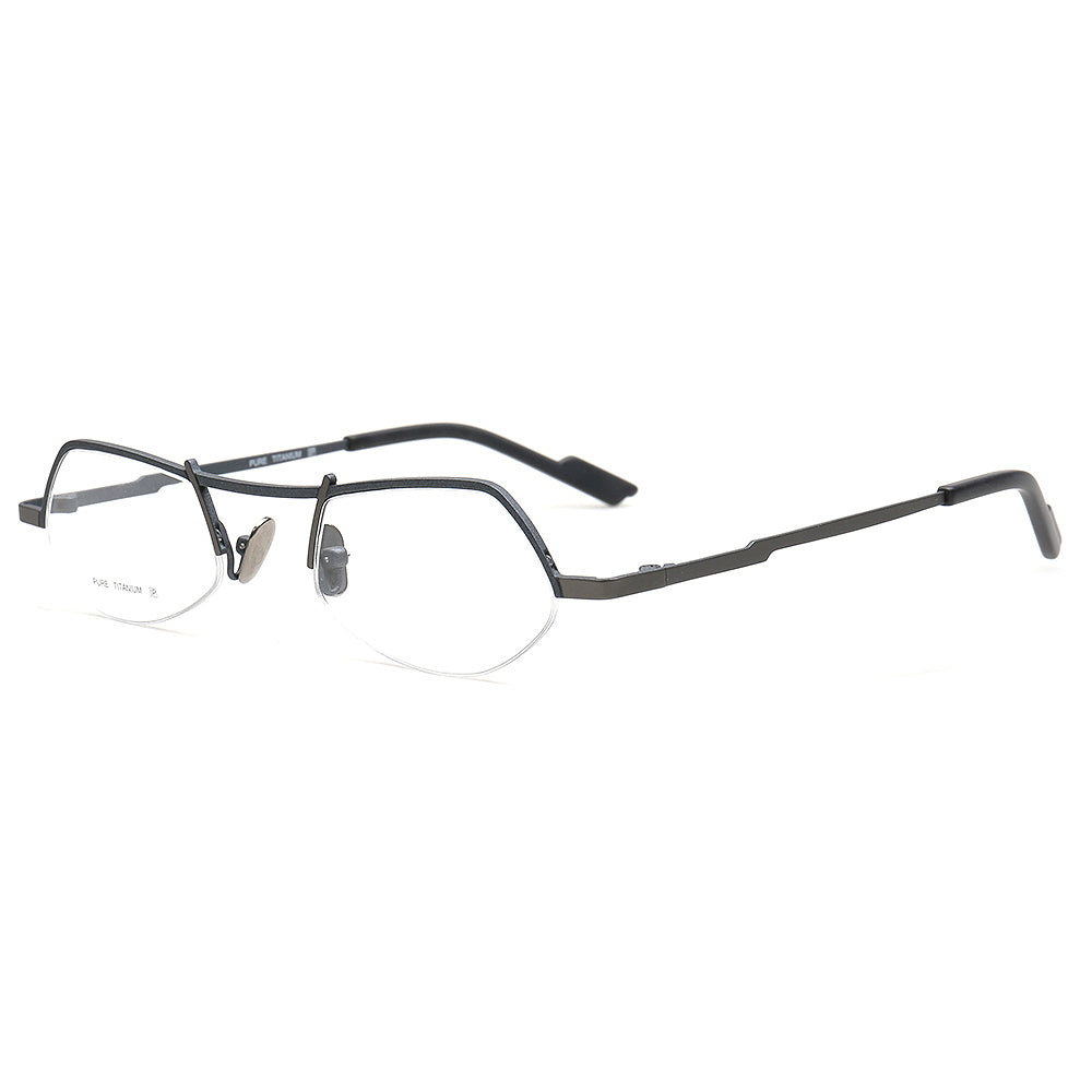 Ashley | Stylish Half Rim Womens Titanium Eyeglasses | Vintage Geometric Semi Rimless Glasses Frames