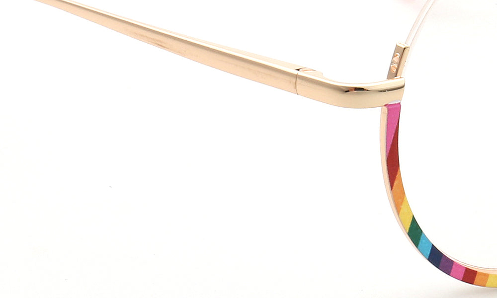 Carine | Stylish Women Oversize Metal Eyewear Rainbow | Fashionable Half Rim Round Glasses Frames Semi Rimless