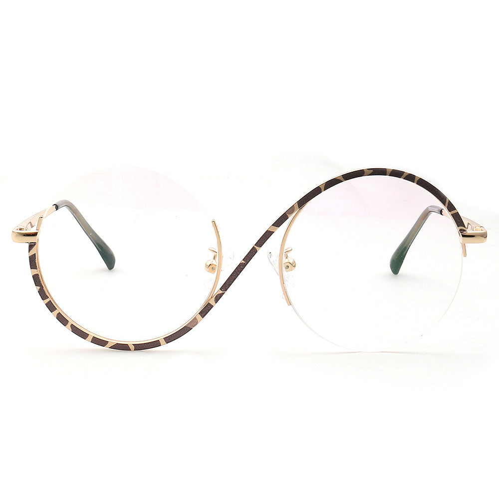 Carine | Stylish Women Oversize Metal Eyewear Rainbow | Fashionable Half Rim Round Glasses Frames Semi Rimless