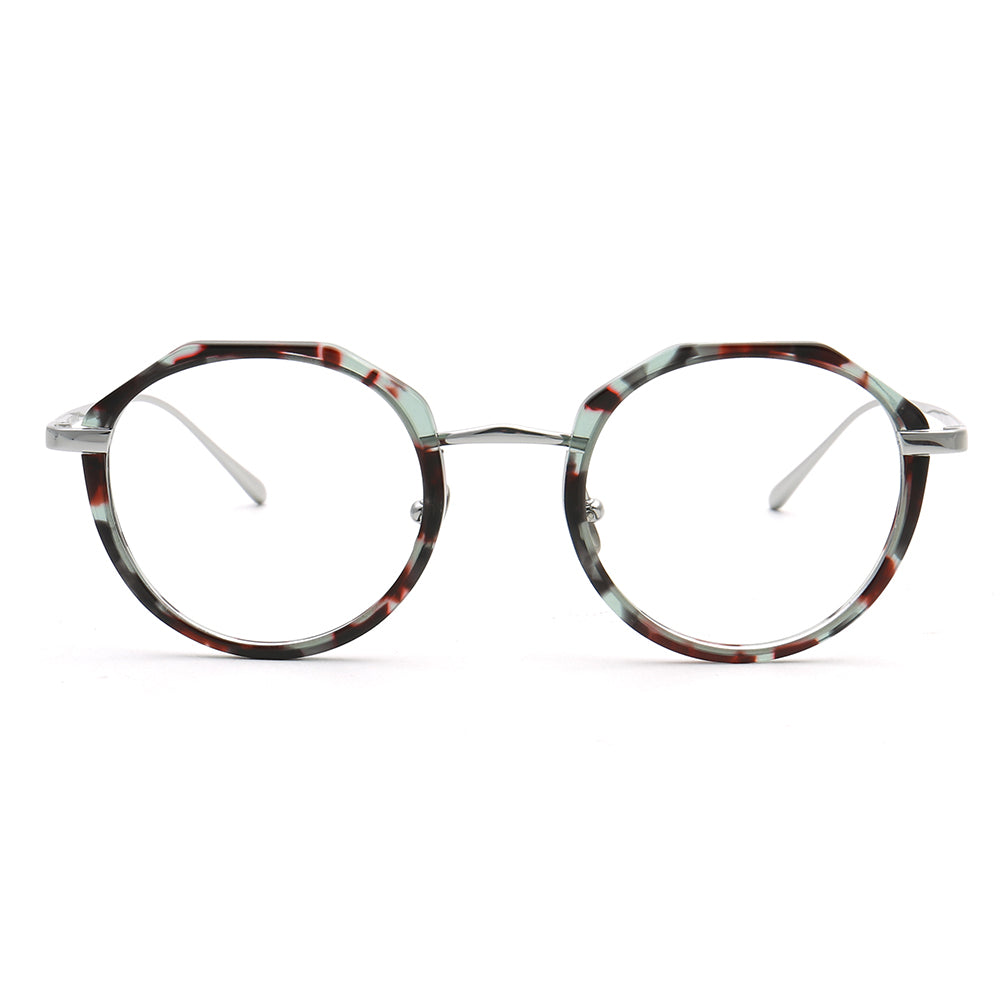 Layken | Stylish Round Floral Titanium Eyeglasses