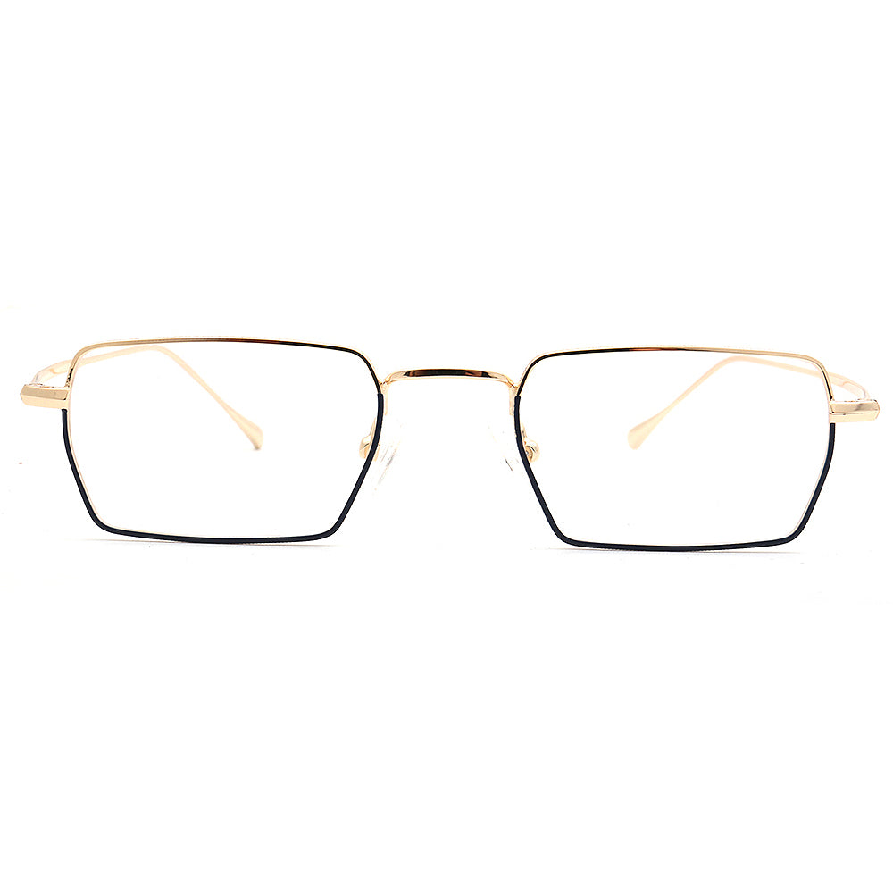 Henry | Mens Business Metal Glasses Frames | Classic Rectangle Eyewear Gold Spectacles