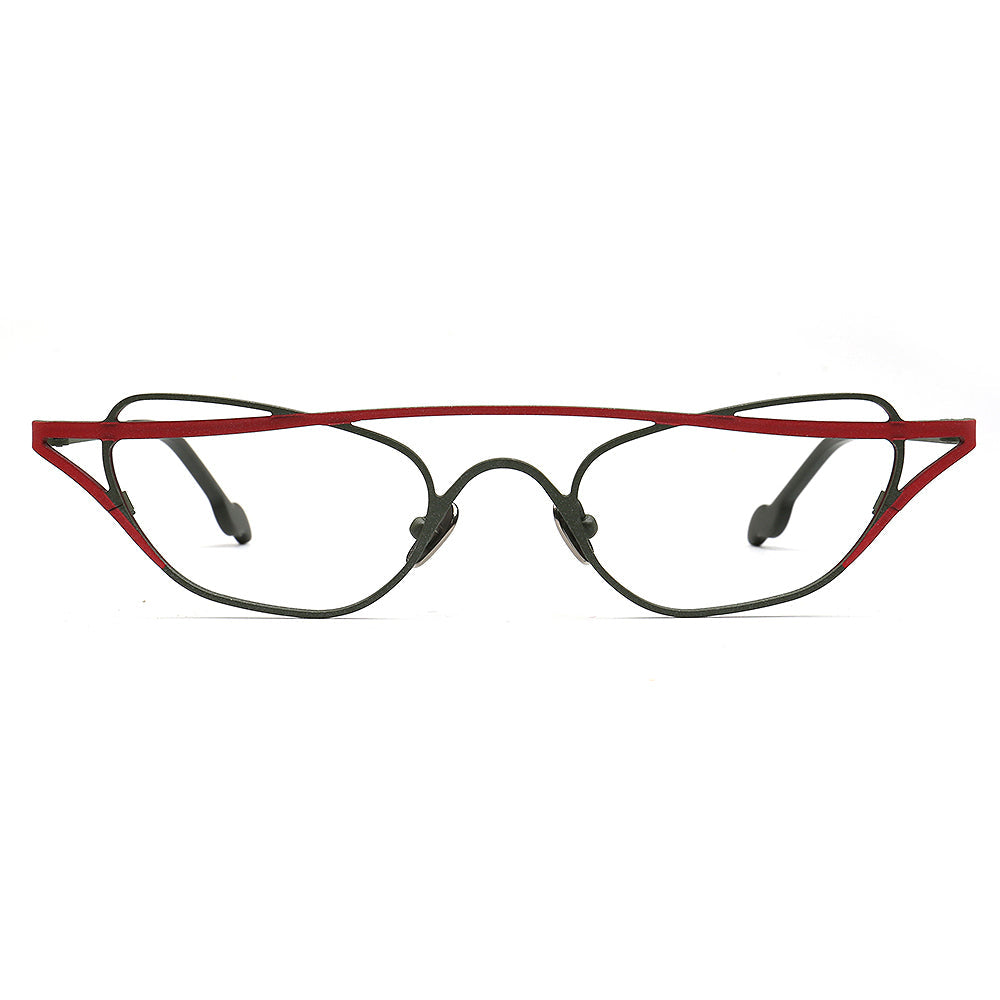 Cora | Titanium Cat Eye Glasses Frames For Women | Funky Geometric Eyewear Chic Spectacles